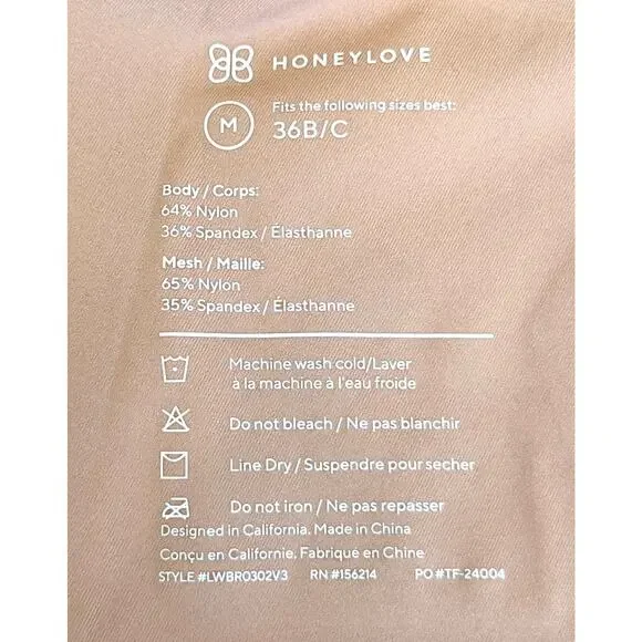 HoneyLove CrossOver Bra Sand Medium 36 B/C Wireless Adjustable - Picture 11 of 11